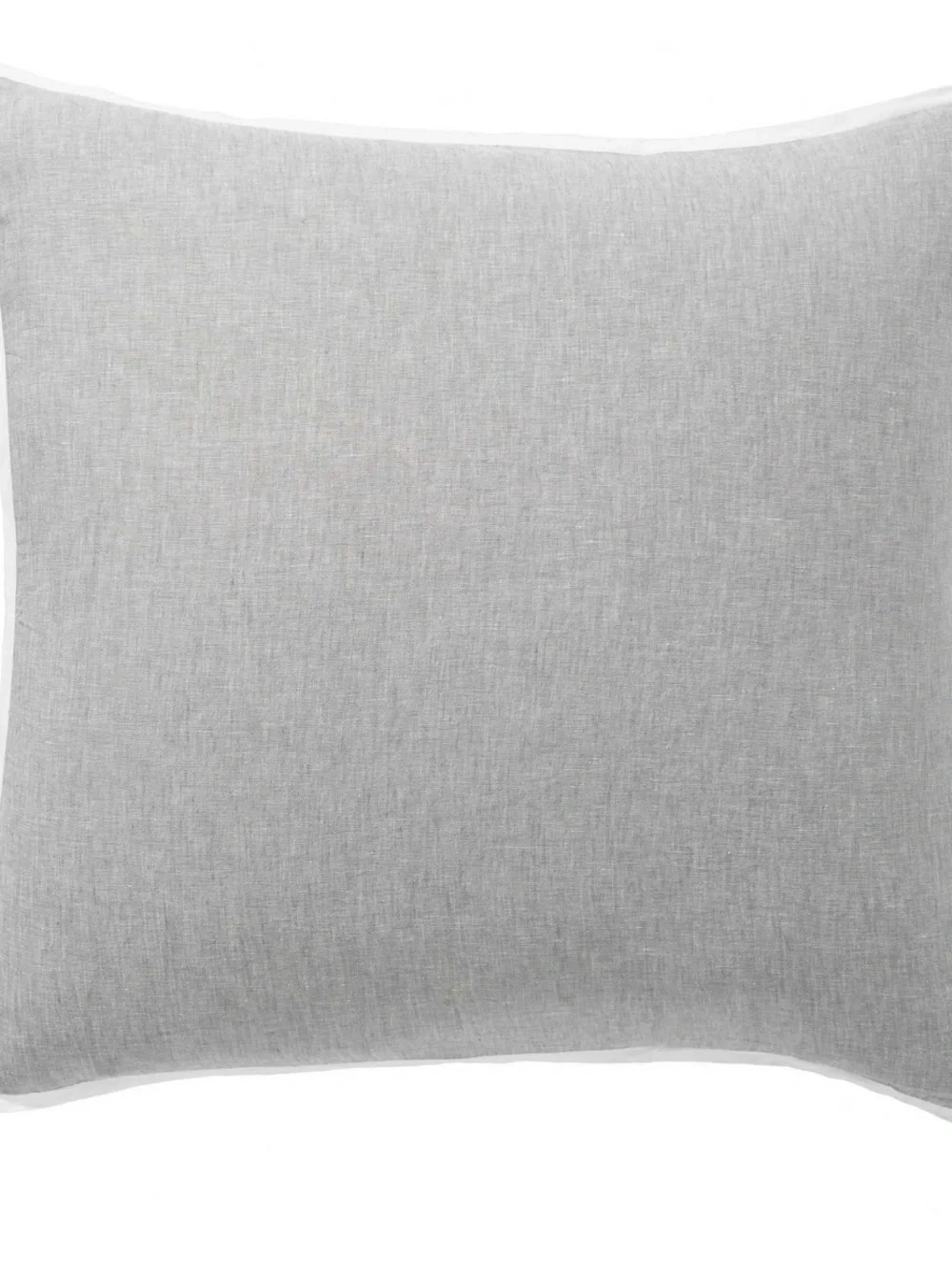 Pottery Barn Belgian Flax Linen Contrast Flange Euro Sham Gray White NEW